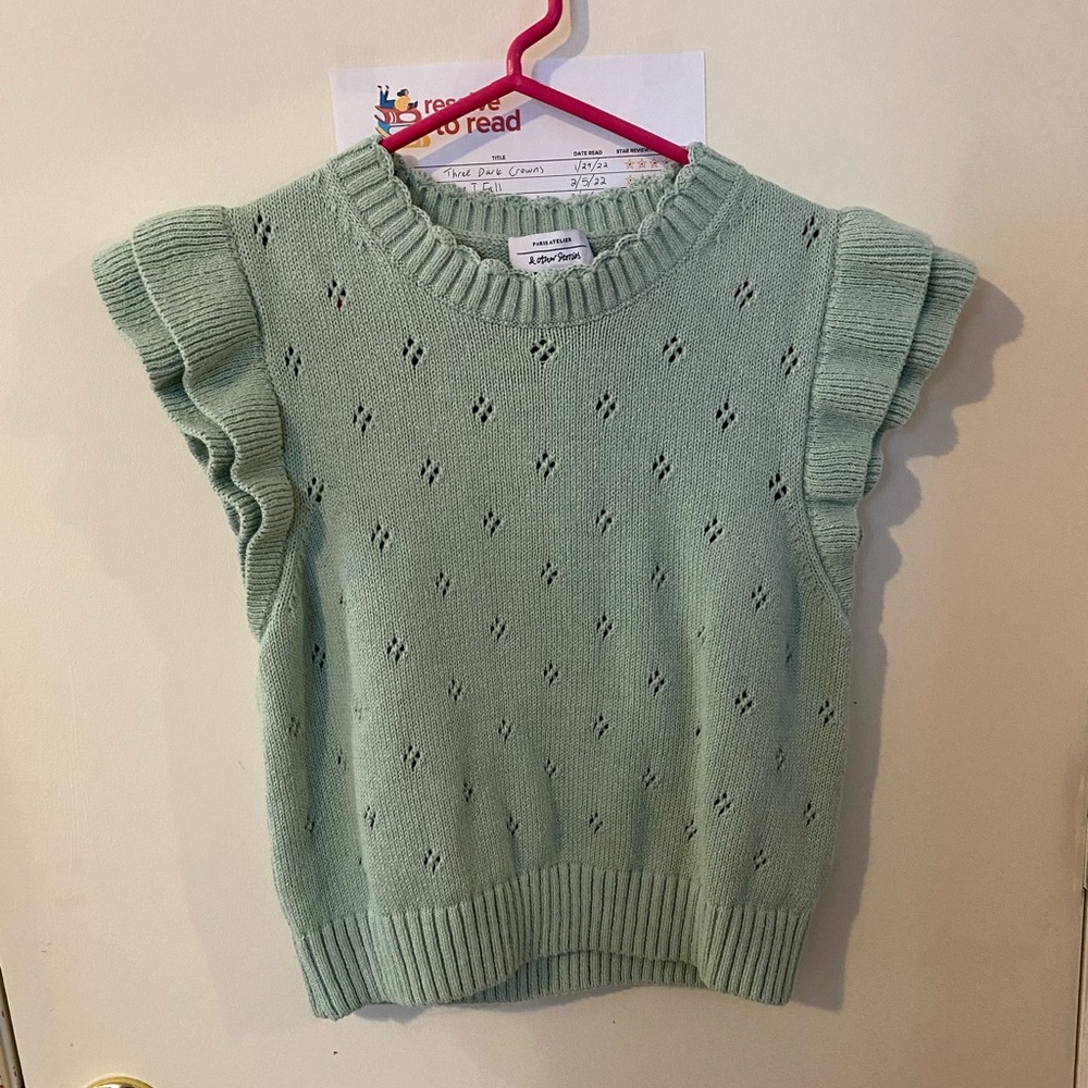 & Other Stories Pointelle Knit Ruffle Vest sweater